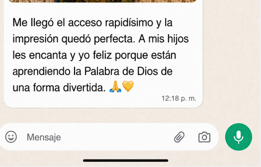 Captura de WhatsApp: una clienta recibió el acceso rapidísimo y la impresión quedó perfecta